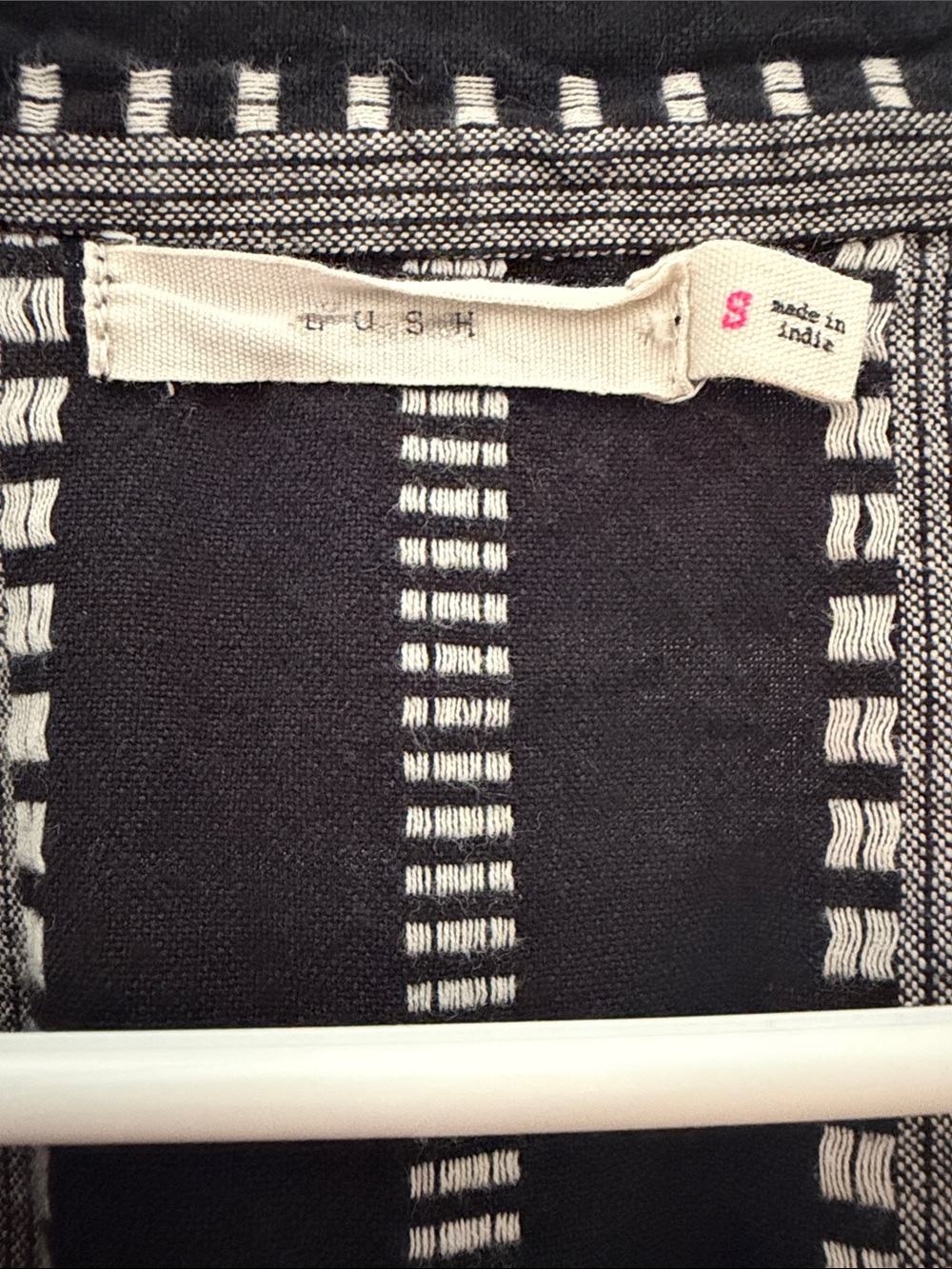 Lush Black Gray Striped Cotton Midi Dress Tie Waist Size Small - Picture 8 of 8